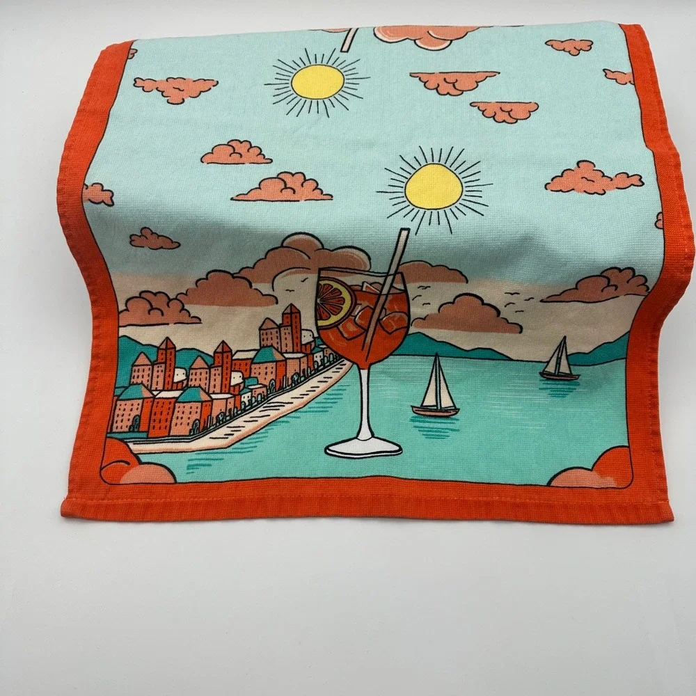 Deborah Connolly Designs Kitchen Towels Set of 2 Sangria Sailboat Beach Cocktail